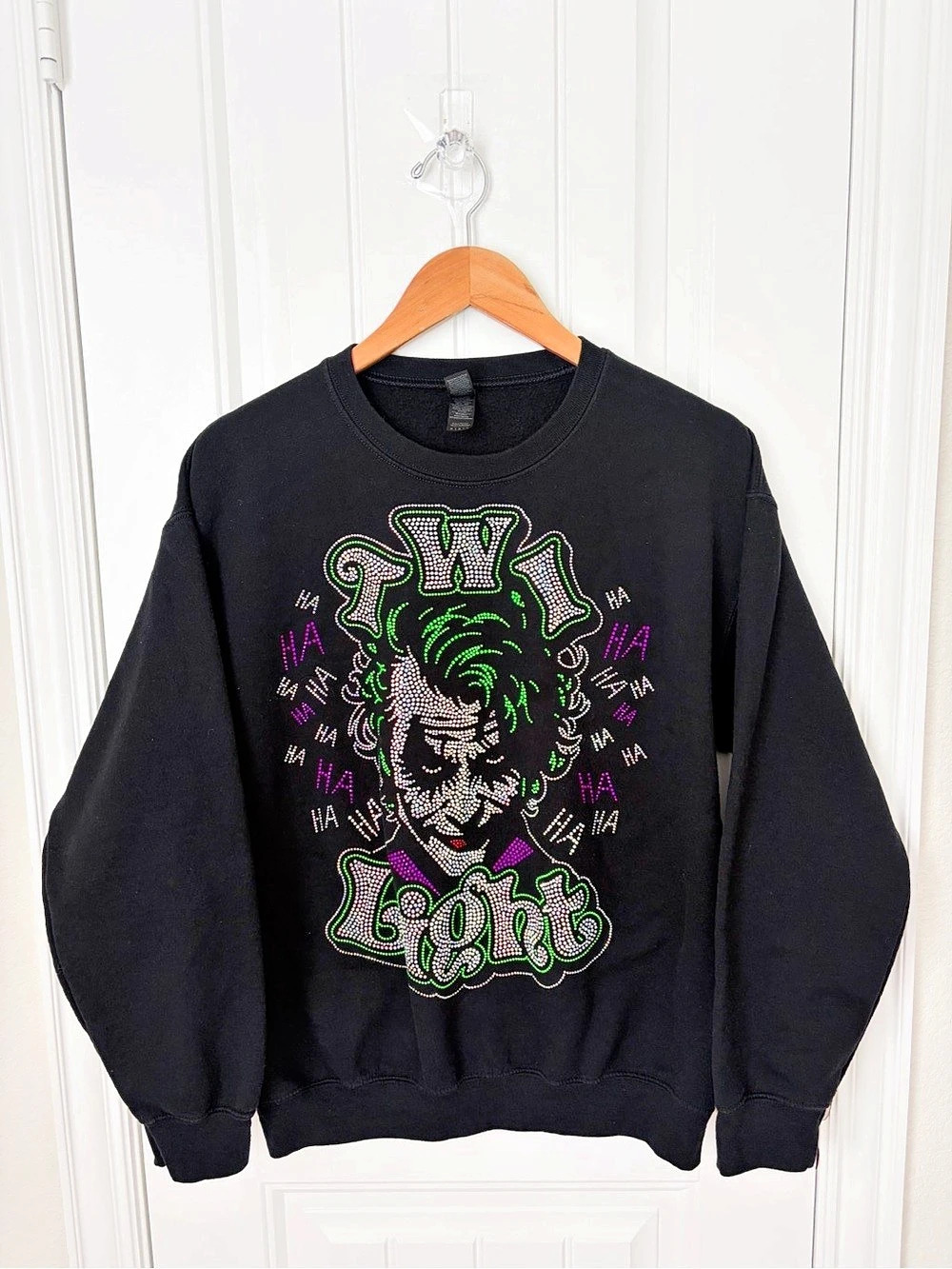Joker Custom Rhinestone Sweater Womens Size Medium